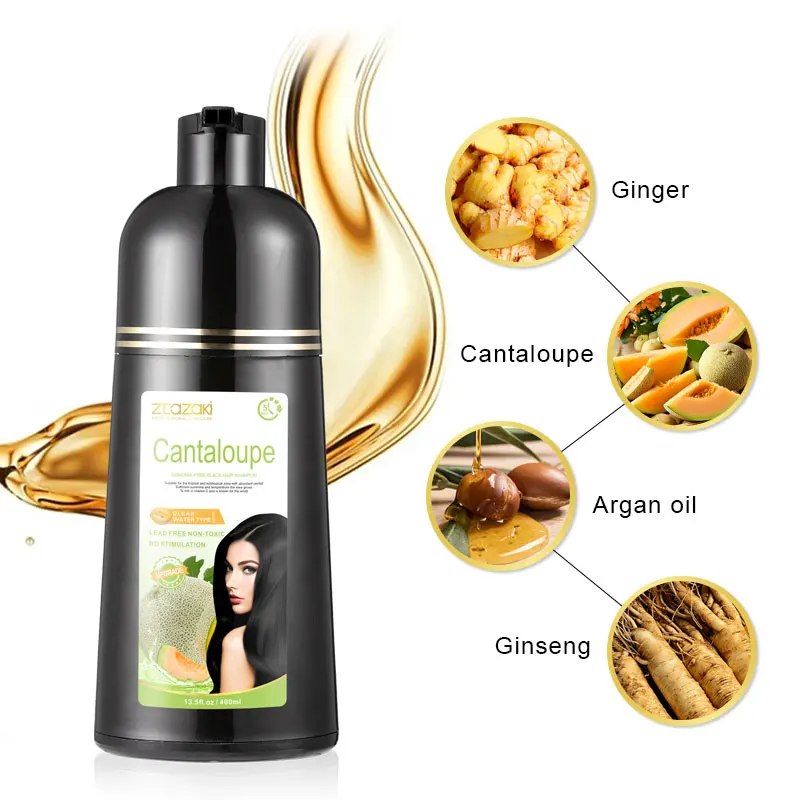 Fresh Cantaloupe Hair Color Shampoo No Allergic Natural Fruit Ingredients Permanent Hair Dye Shampoo
