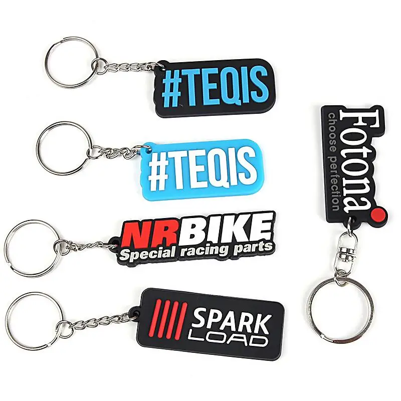 Custom personalized promotional soft pvc logo 2D rubber gift key chain custom logo letter keychain