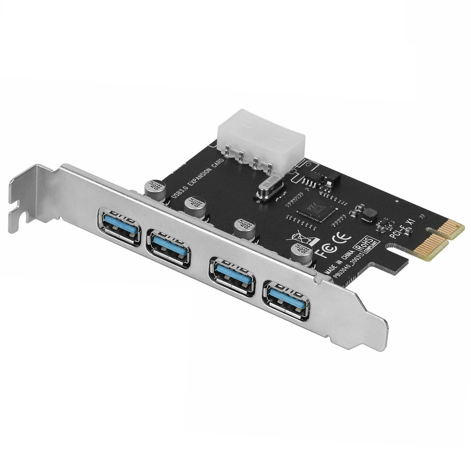 4-PORT USB 3.0 PCH-E CONTROLLER CARD 5Gbps PCI-E Express to USB3.0 Controller Expansion Card Adapter for PC In stock