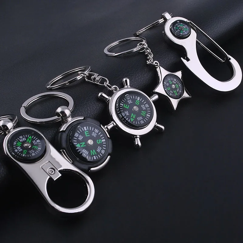Creative Navigation Rudder Star Compass Keychains multifunction Bottle opener Compass Keyring Zinc Alloy Metal Key chains custom