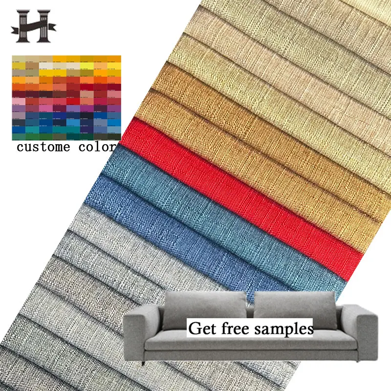 129#Home Deco Textile 100%Polyester Linen Look Fabric Sofa Linen Jacquard Fabric Upholstery Sofa