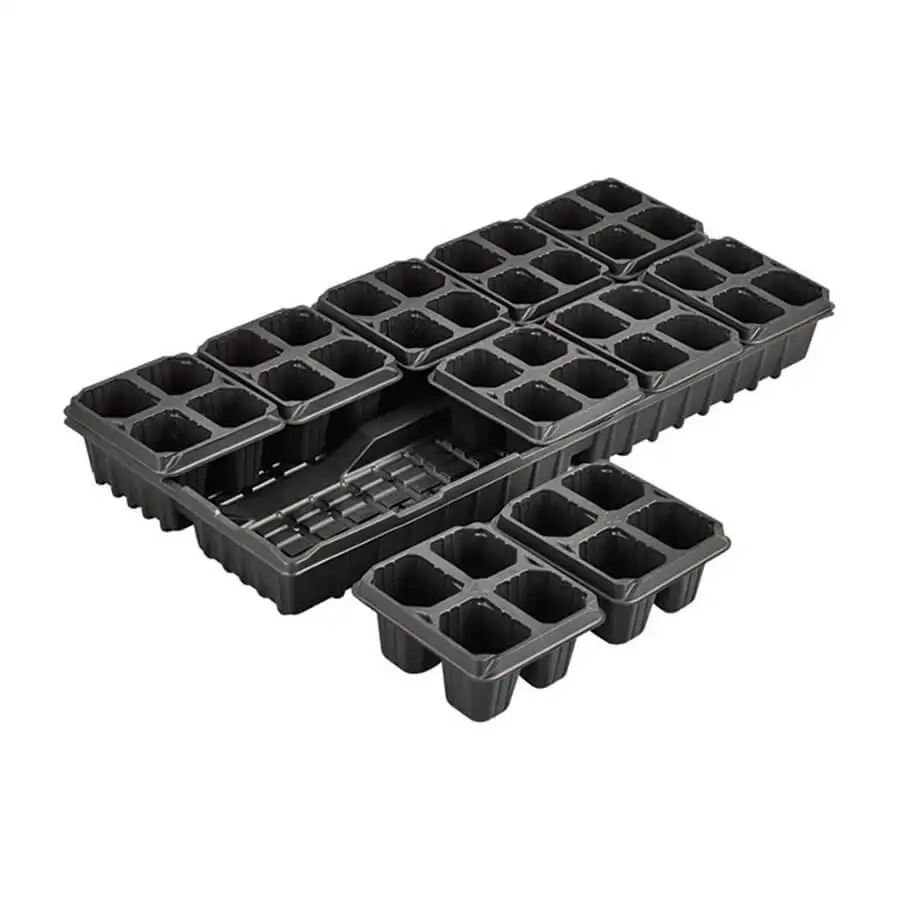 48 Cells Trays 4 Holes Germination Starter Nursery PS Seedling Microgreen Seed Tray
