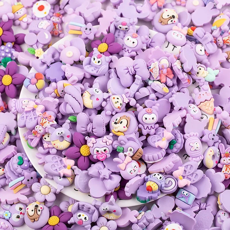 100Pcs Cartoon Color Series Random Mixed Resin  Charm for DIY Decorative Accessories