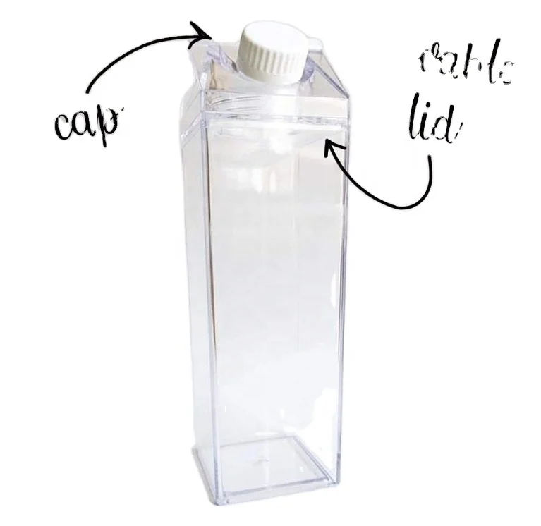 
BPA free clear 500ml plastic milk carton shaped water bottle 