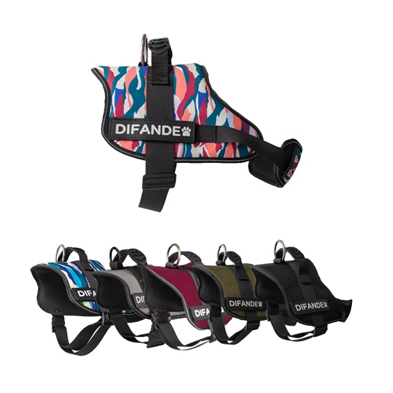 Adjustable Straps Reversible Patches Padded Handle Pet Vest Dog Harness for Dog