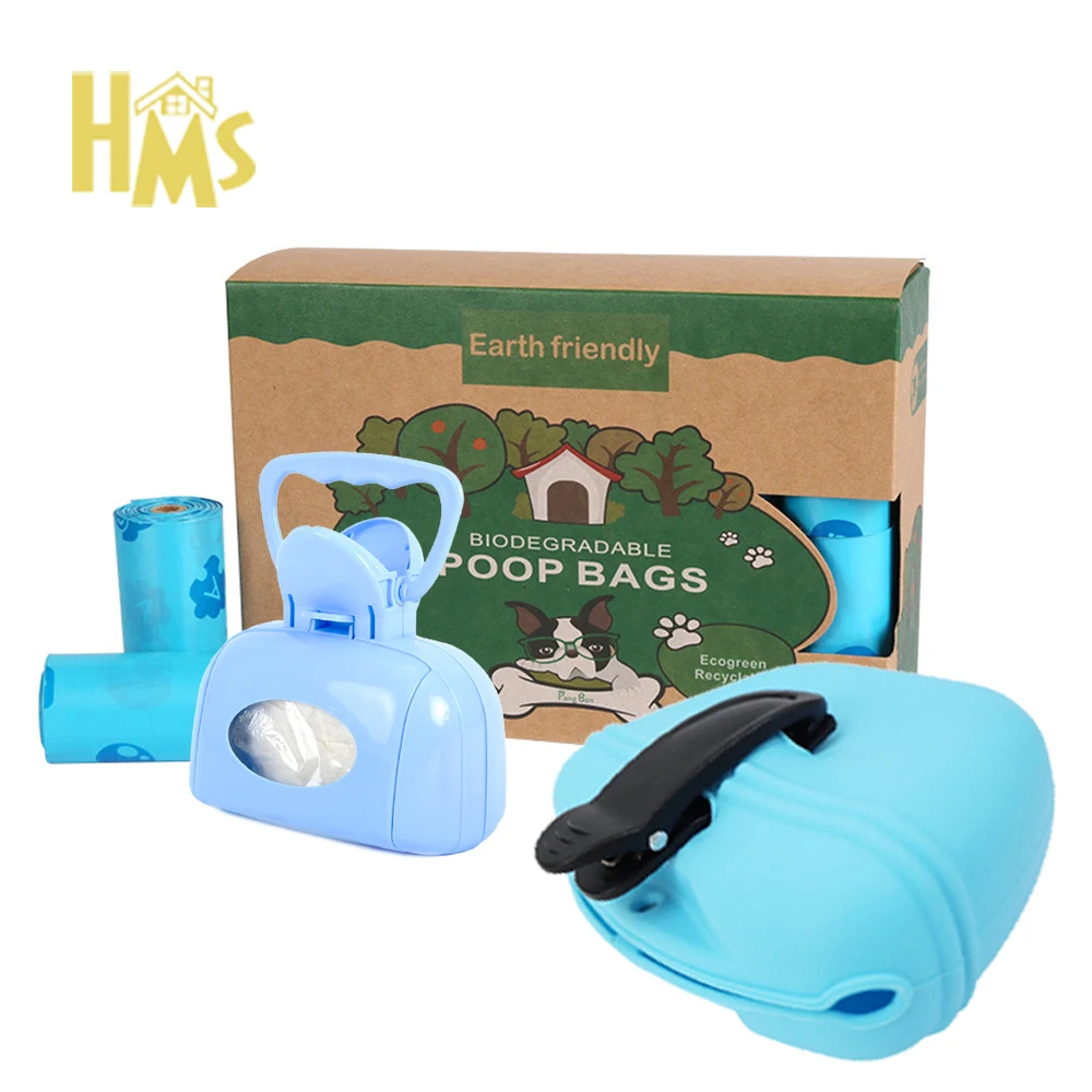 HMSportable led flashlight retractable dog leash poop bag dispenser hook kucing leashes plastic packaging with poop bag bags