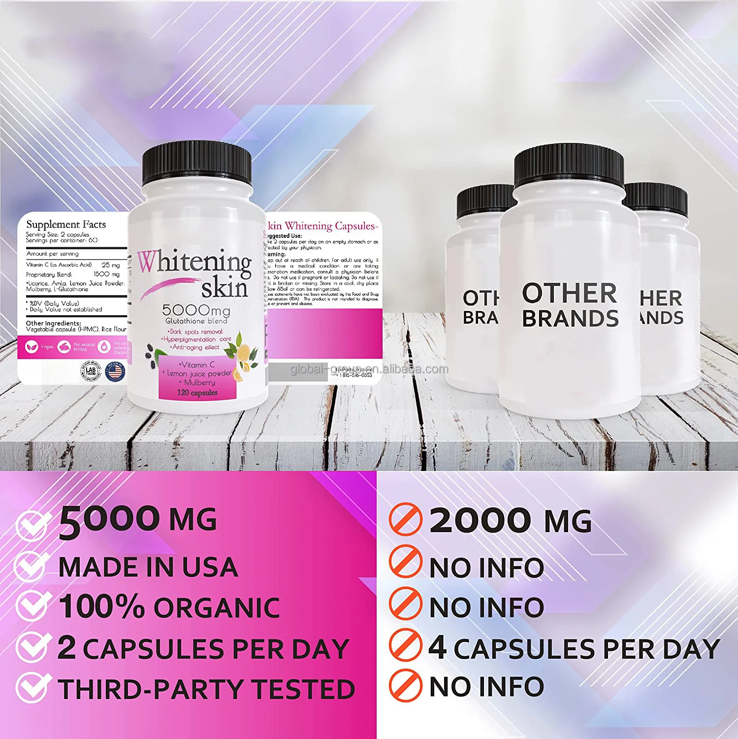 OEM factory price skin pearl vitamin e collagen pills skin whitening capsule