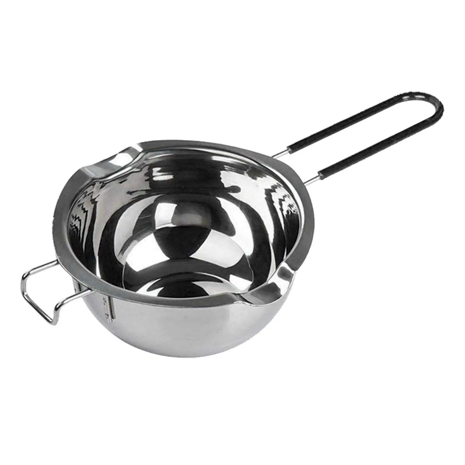 High Quality Brushed Surface 400ml Double Bottom Stew Stockpot Stainless Steel Stock Pot with Silicone Handle