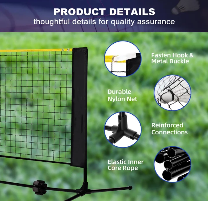 Badminton Net Foldable Nylon Net 10 ft/14ft Adjustable Stand and Portable Carry Bag