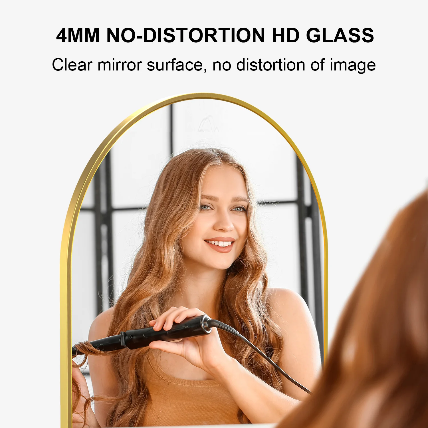JTFM-L-A-1700X610-B Arch L-Shaped Iron Frame Matte Black 5mm Aluminum Mirror