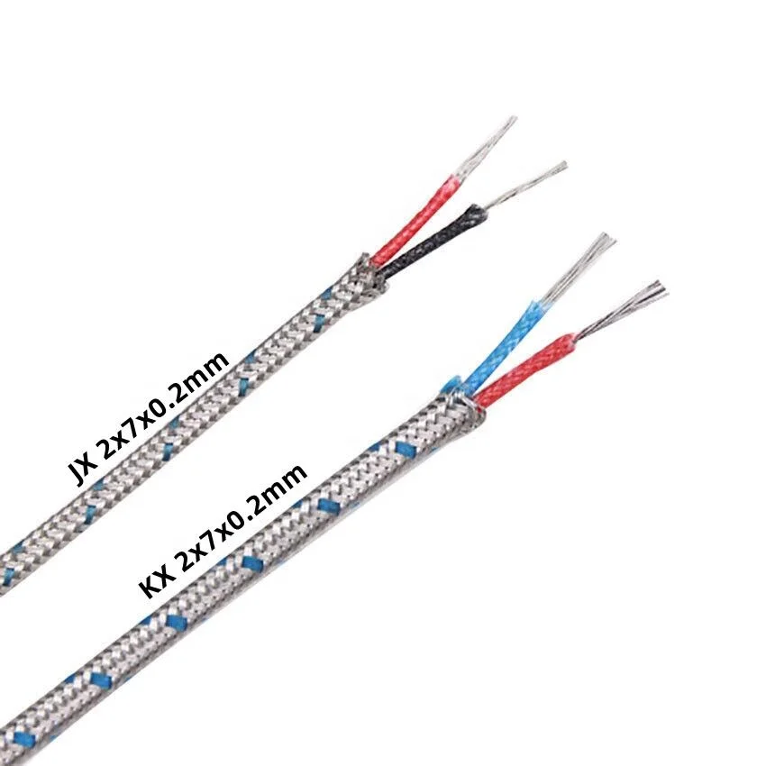 Stranded  Type K thermocouple wire metal braid Chromel Alumel thermo wire KX wire type K fiberglass insulated extension cable