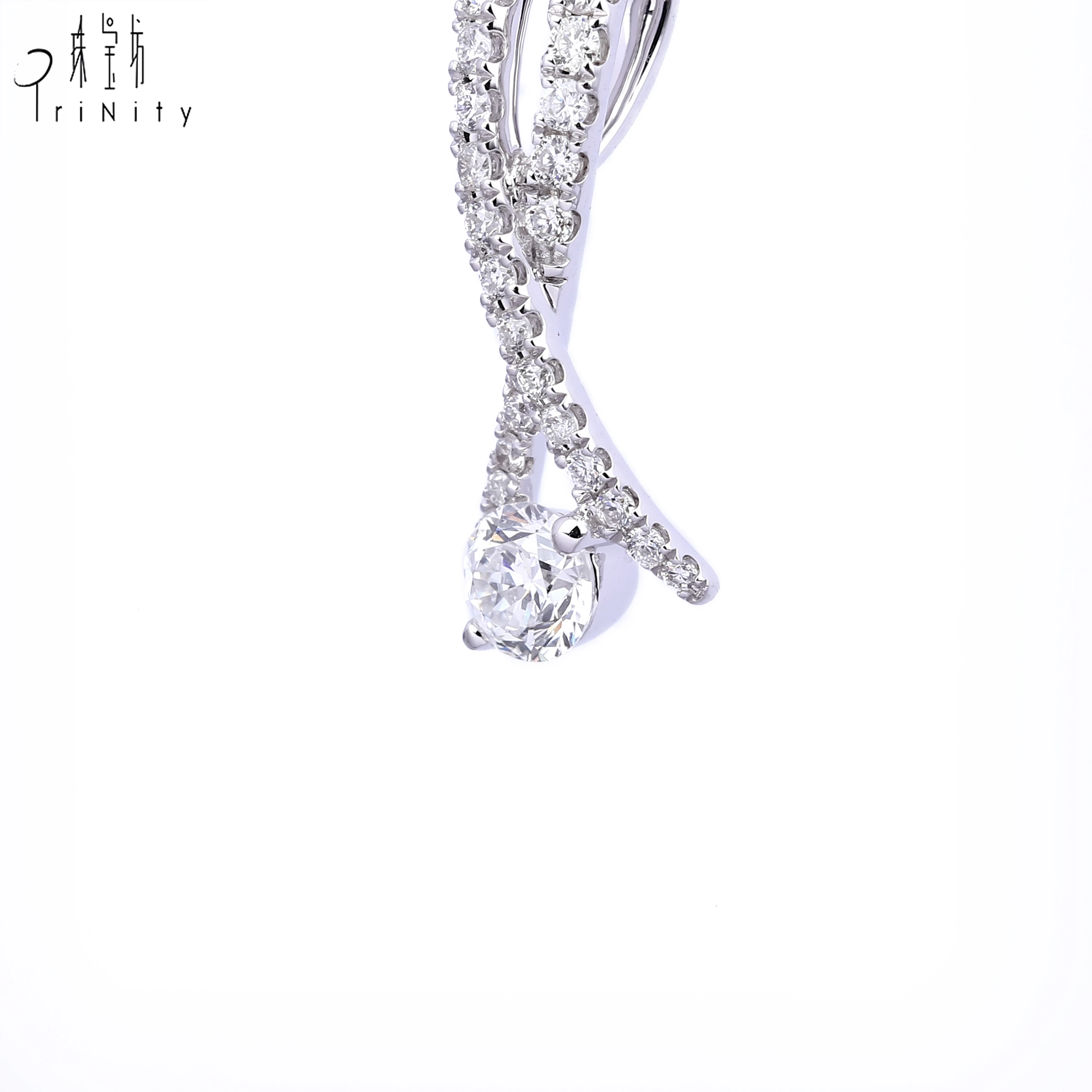 New Products Latest Design With Best Price 18K White Gold Diamond Necklace For Ladies