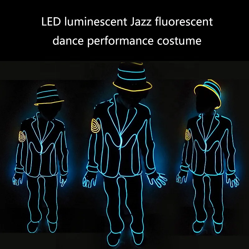 Jazz fluorescent dance performance costume props LED luminous suit Laser electric dance performance EL luminescent MOQ 1