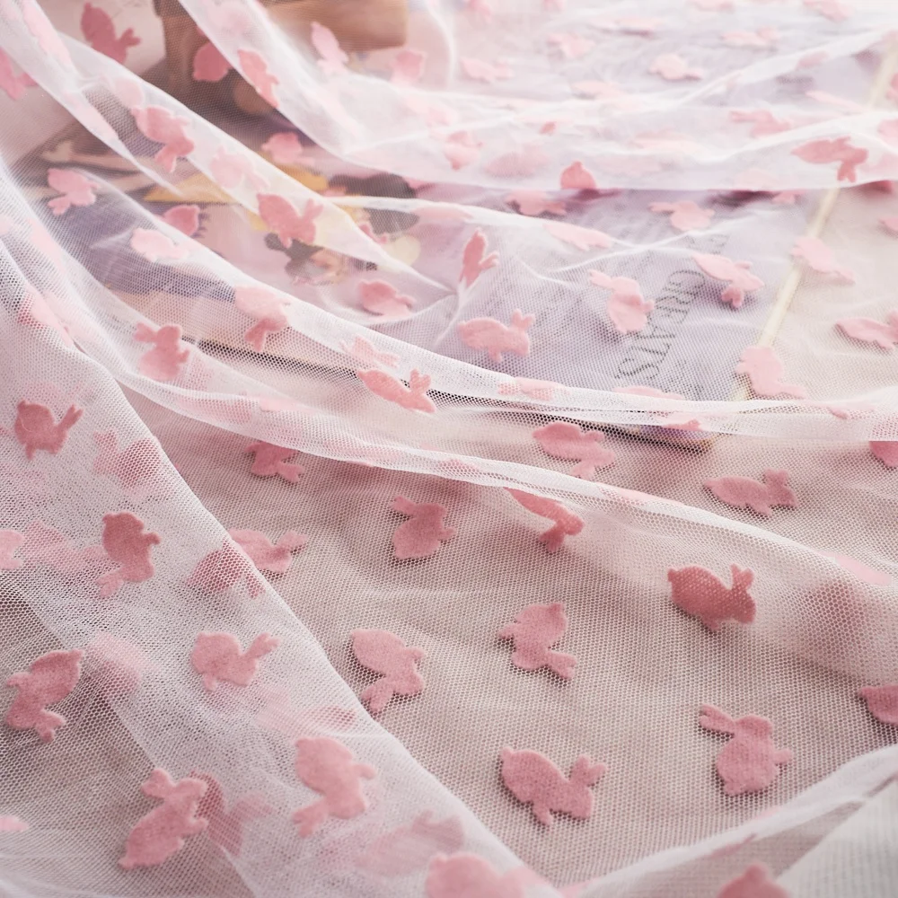 Розовая Милая Тюлевая ткань из меха кролика 100% полиэстера милое платье-пачка для девочек