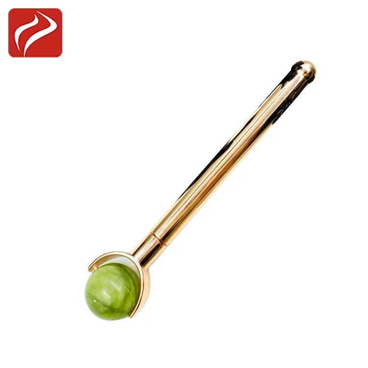 Quality Facial Skin Lift Face Massage real Quartz ball Amethyst Jade Roller Stone with rose gold metal handle for women skin