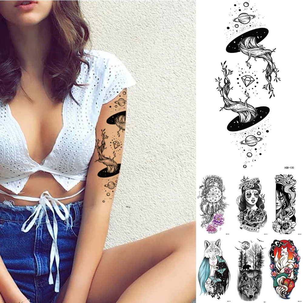 Wholesale Body Art 3D Small Waterproof Temporary Tattoo Sticker Lion Crown King Rose Wild Men Women Decoration