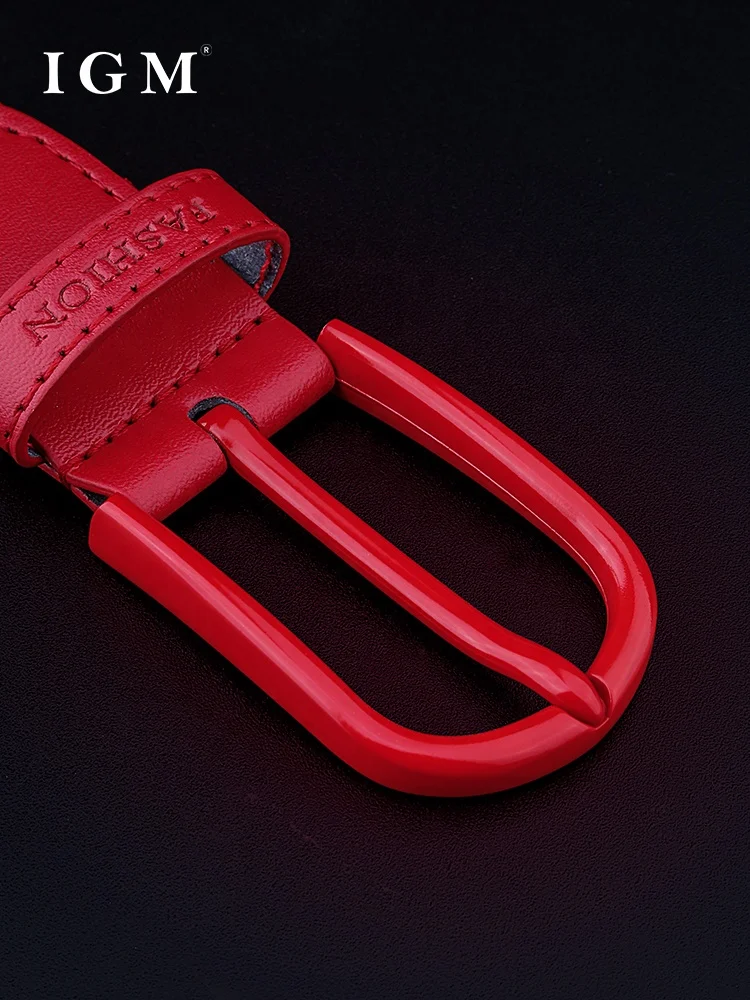 IGM Custom Red Buckle No Pole Unisex Casual Knitted Fabric Woven Braided Women Elastic Stretch Belt
