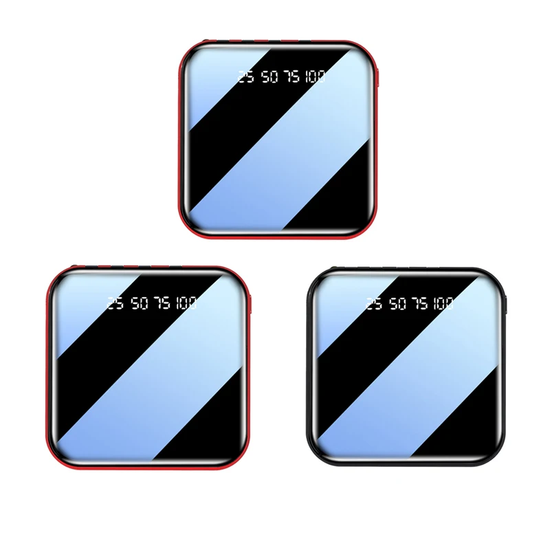 4 in 1 Built-in Cable 10000mah Power Bank Fast Charge Portable Universal Powerbank Screen Display Type C LED Light