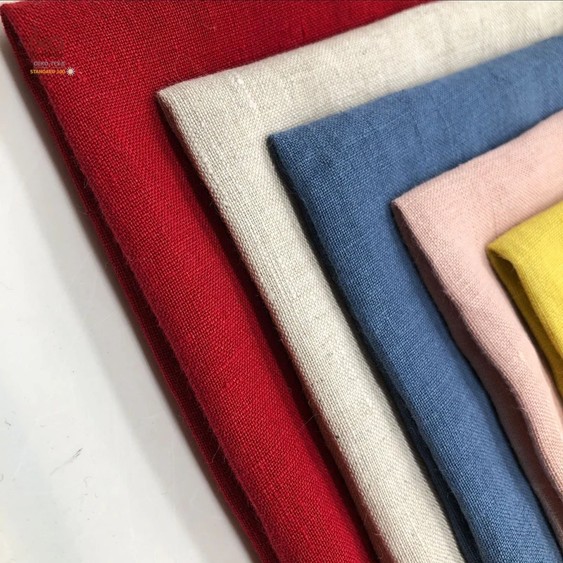 100% Fashion Soft Clothing Home Wholesale Plain Stone Washed Linen Fabric