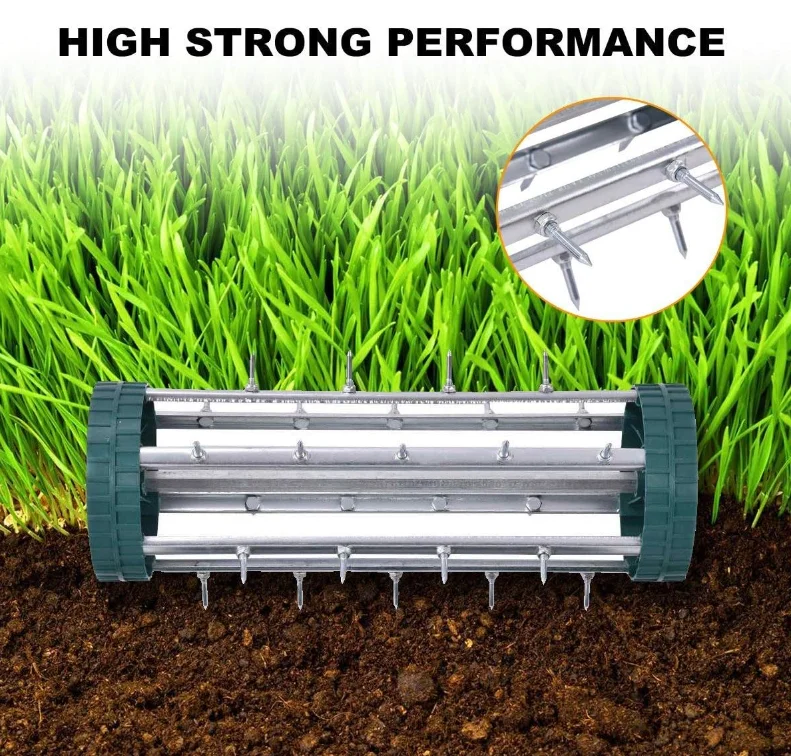 Heavy Duty Spike Soil Aeration Lawn Aeration Home Grass Steel Handle Rolling Lawn Aerator for Lawn Garden Yard