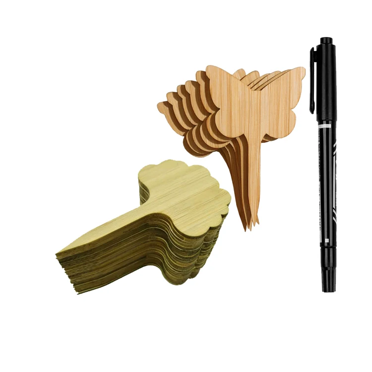 Garden Markers T-Type Tags Wooden Plant Sign Tags Eco-Friendly Gardening Wood Stakes for Seed Herbs Bamboo Plant Labels 50pcs