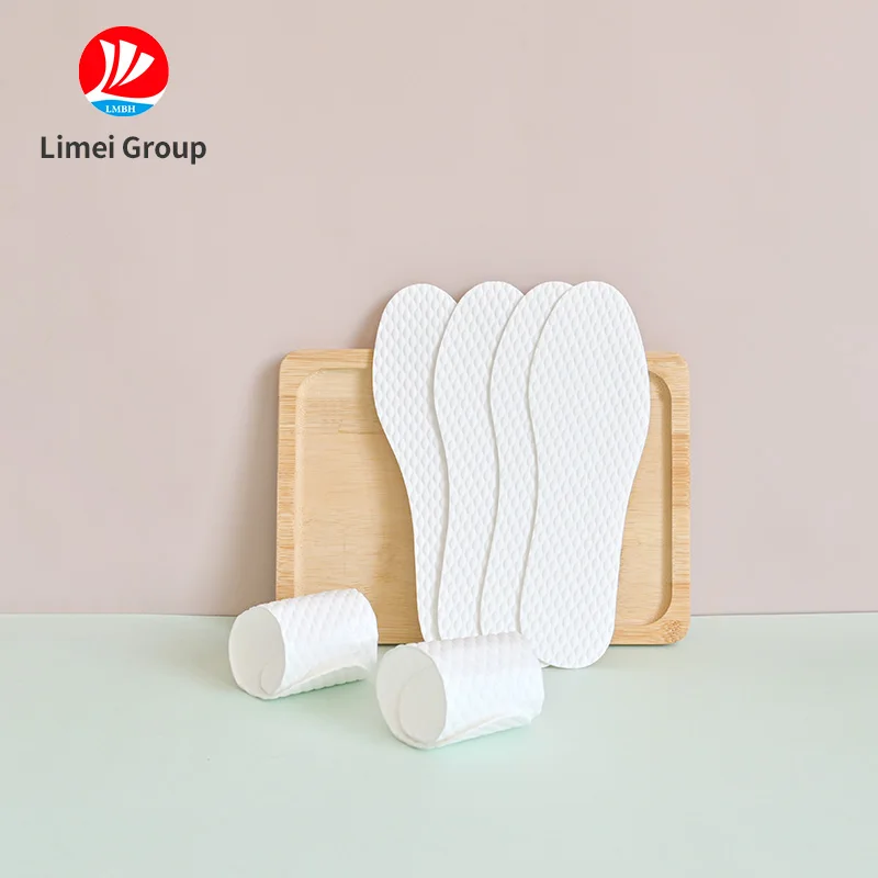 Breathable Disposable Thin Insoles Sweat Absorption And Outdoor Barefoot Shoe Liners Wood Pulp Shoe Liners  Wholesale