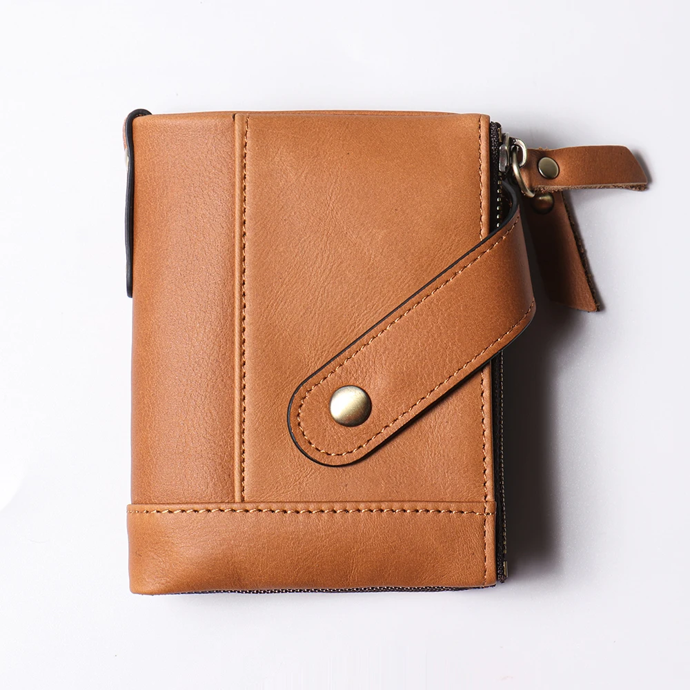 Vintage Mens Real Leather Wallet Genuine Leather Wallet With ID Window Coin Purse RFID Leather Wallet For Men