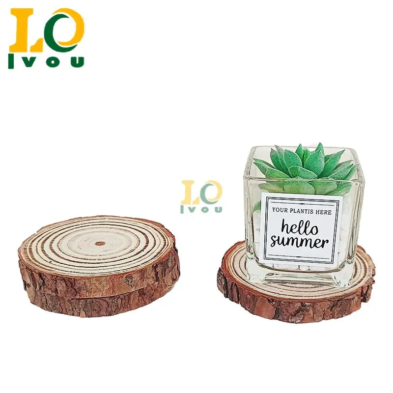 Custom Size Unfinished Wood Kit Round Circle Blank Wooden Slices with Hole for Crafts Diy Christmas Ornaments Wedding Home Decor