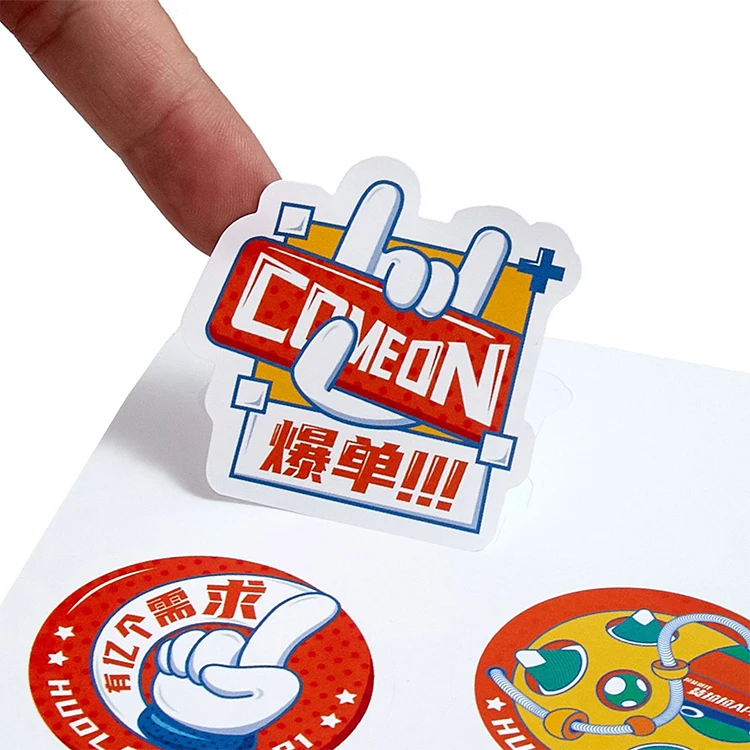 Custom Logo Print Adhesive Cut Out Sticker Carton Stickers Kawaii Paper Jar Sticker For Festival Packsge