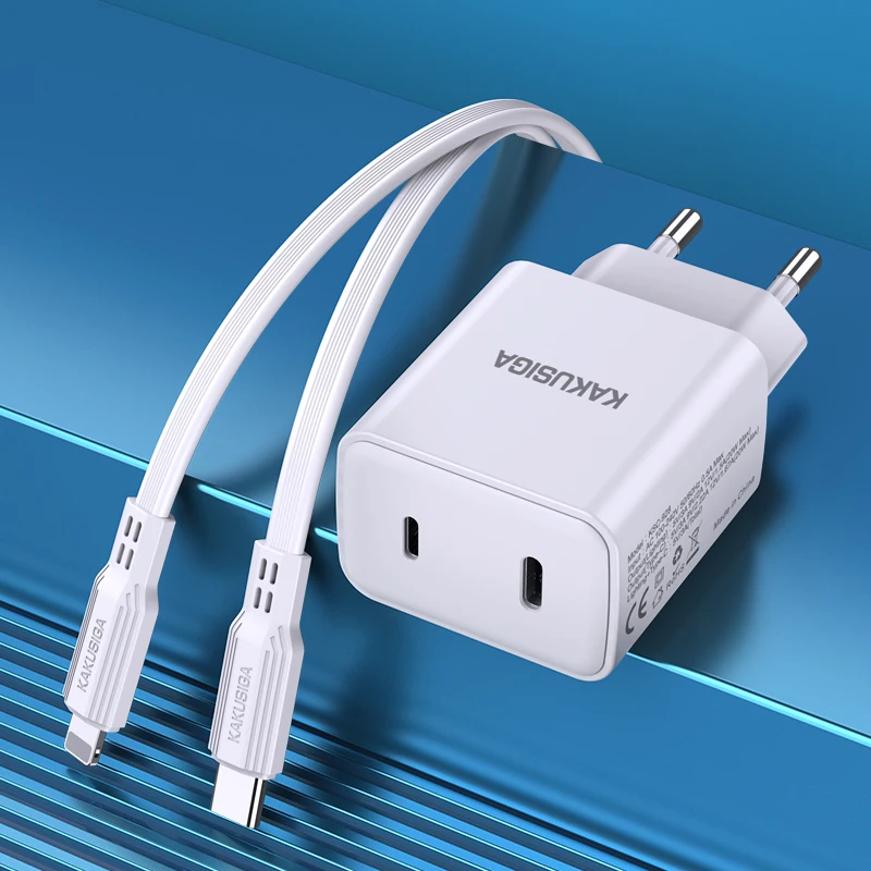 KAKUSIAG&JOKADE  Universal USB Wall Charger PD20W Dual port reverse fast charger set Eu Lighting to type-c reverse charging