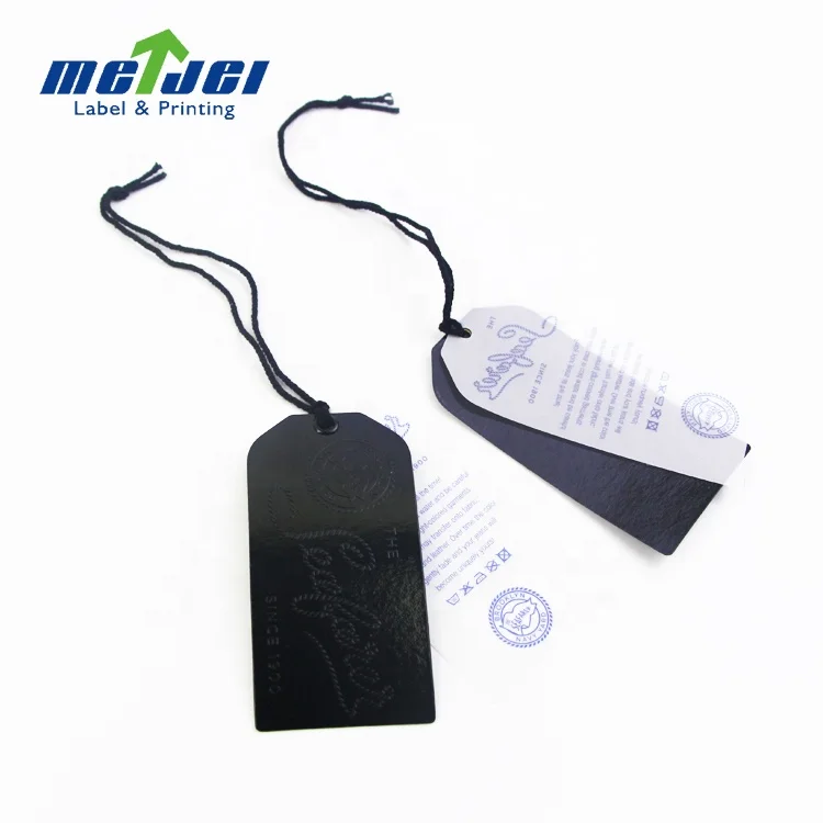Custom Printing Brand Logo Hang Tag Cardboard Paper Tags For Clothes Recycled Garment Labels Swing Tag with String