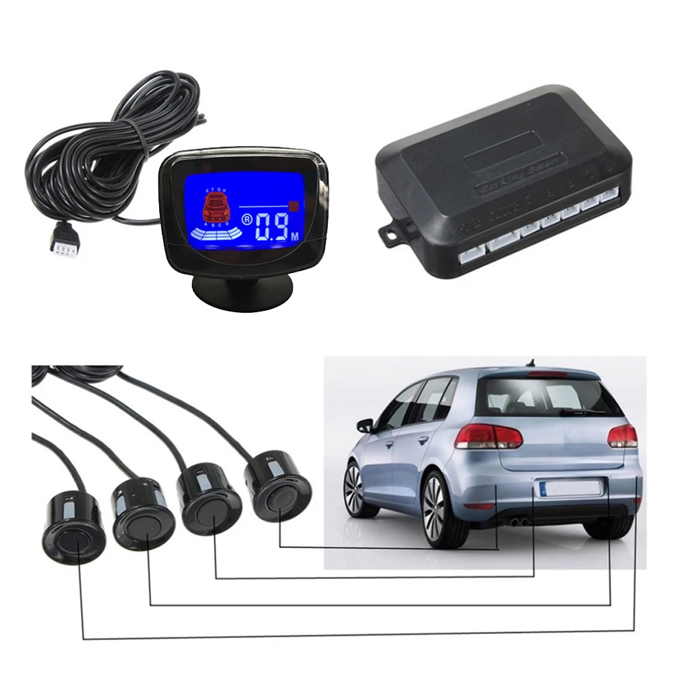 4 Sensors Buzzer 22mm Car Parking Sensor Kit Reverse Backup Radar Sound Alert Indicator Probe System 12V