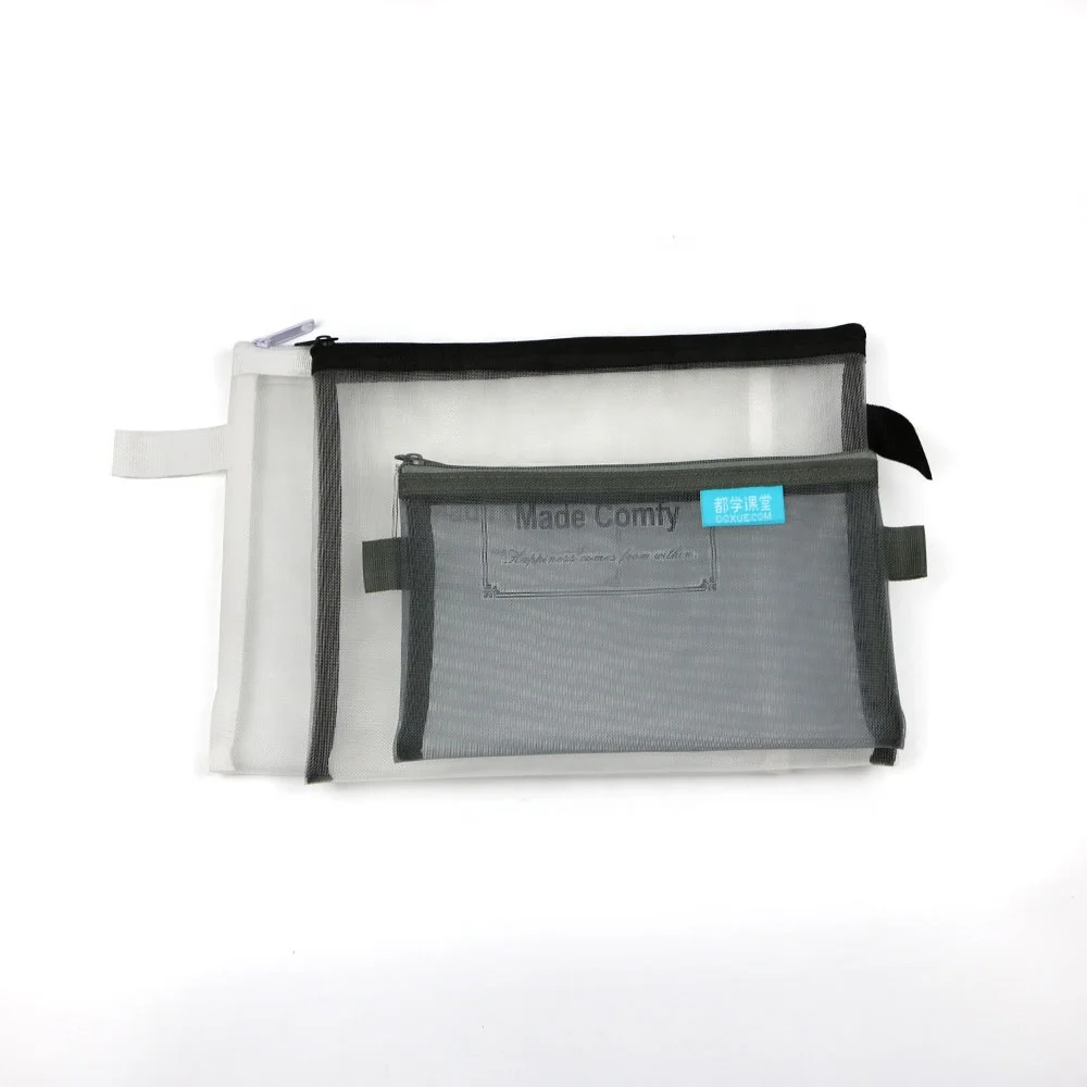 custom stationery zipper transparent mesh school pencil makeup bag