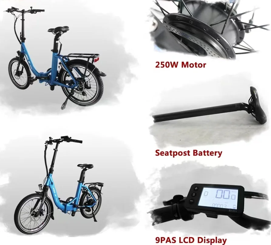 SL-E20104-7S Shimano  Aluminum Alloy Folding E Bike Road City Street Leisure LADY Bicycle