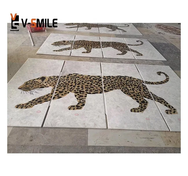 luxury flower design Waterjet Round marble tile Floor Medallion for sale