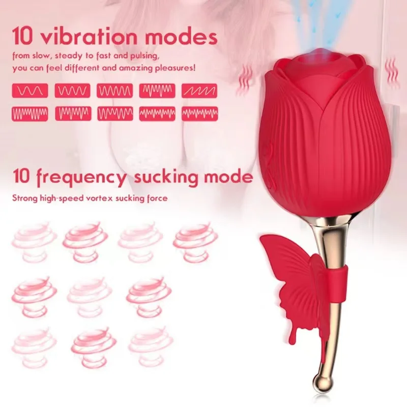 China big factory good price 10 Modes for women rose shape silicone dildo vibrator