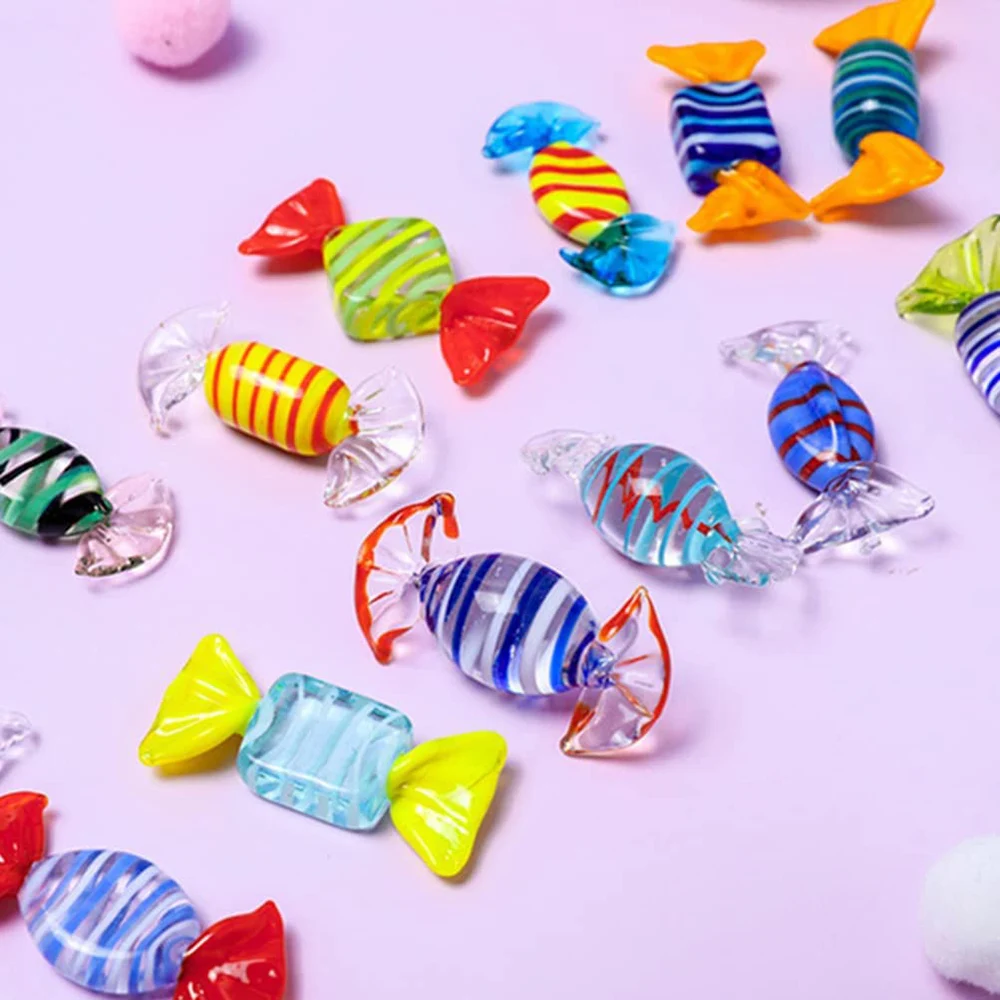 Mixed Styles Decorative Lampwork Murano Christmas Glass Candy Ornament for Festival Decorations Gift