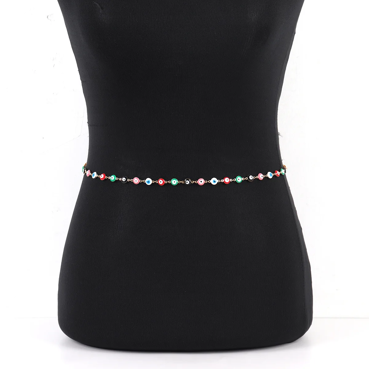 Beach Gold Plated Alloy Simple Colorful Resin Evil Eye Belly Waist Chain Jewelry for Women