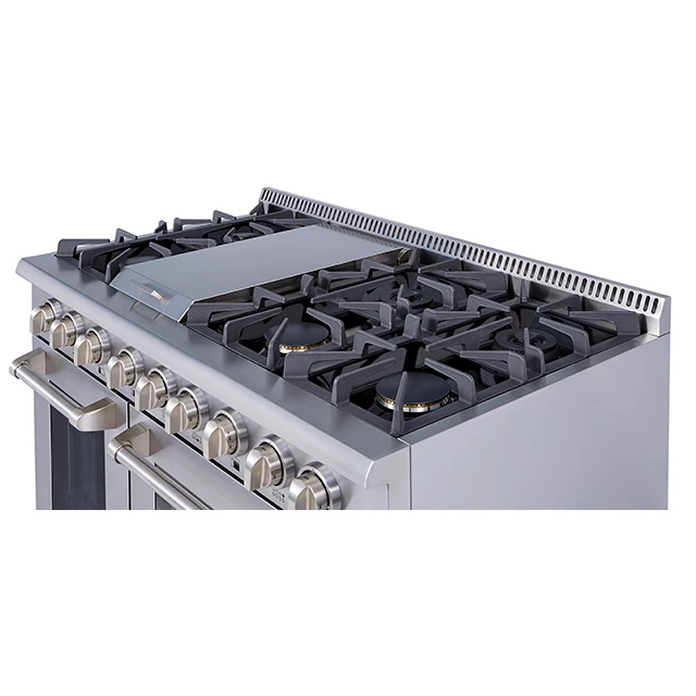 high end pro-style stainless steel 48-inch double oven gas range