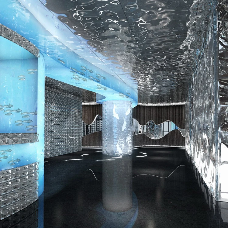 304 8k stainless steel stamped water ripper  finished sheet for ceiling and wall panel decoration