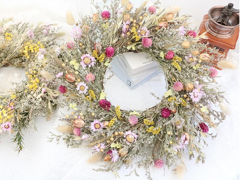 Christmas Decorations Garland Christmas Wreath for Front Door Dry Dried Flowers Wreath Garland