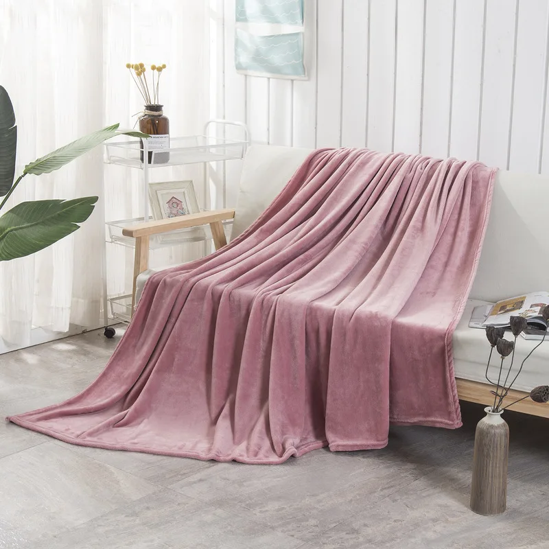 Custom Solid Color Flannel Blanket Cozy Warm Sherpa Coral Fleece Pet Blanket Fuzzy Fur Throw Blankets For Winter