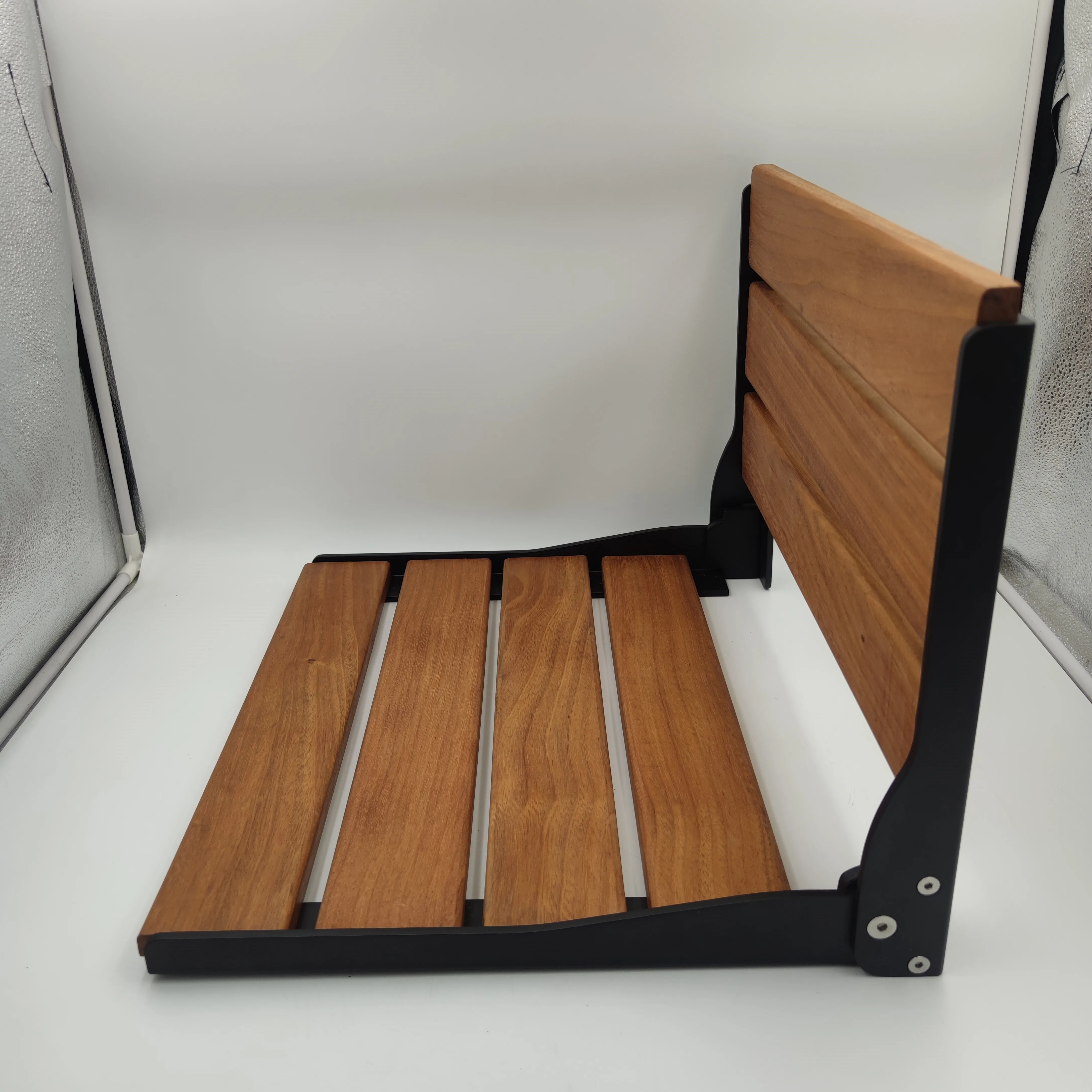 Teak Shower Seat Folding Bracket Bench Compliant Accessible for Bathroom USA Shower Seat