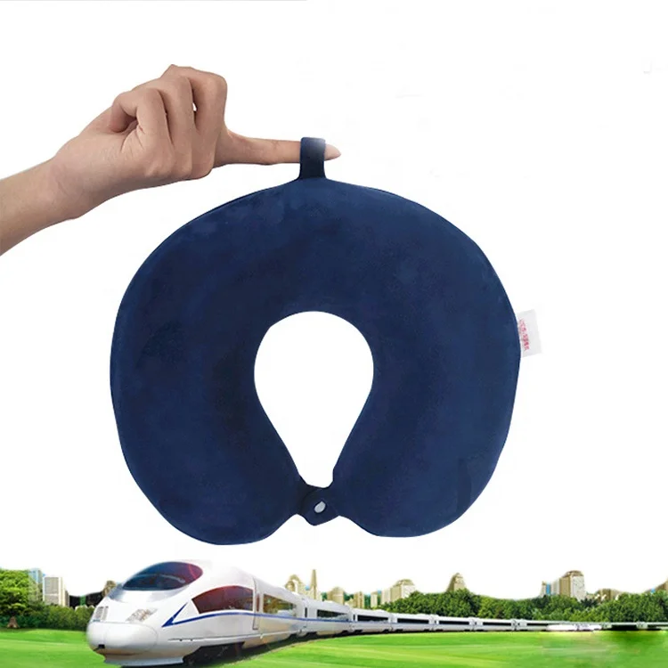 ergonomic travel memory foam neck pillow set with hanger