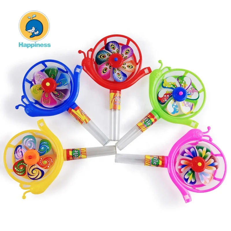 hot sell colorful snail windmill toy candy