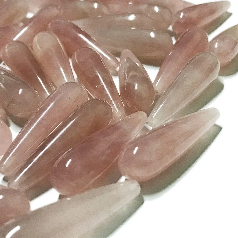 Natural rose quartz drops,pink gemstone teardrops for earrings