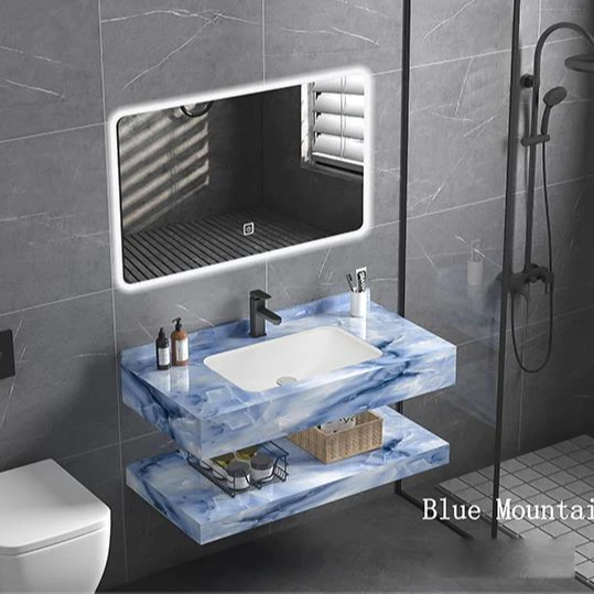 High Quality Bathroom Sink With Mirror Stone Cabinet Basin Wall Hung Bathroom Vanity