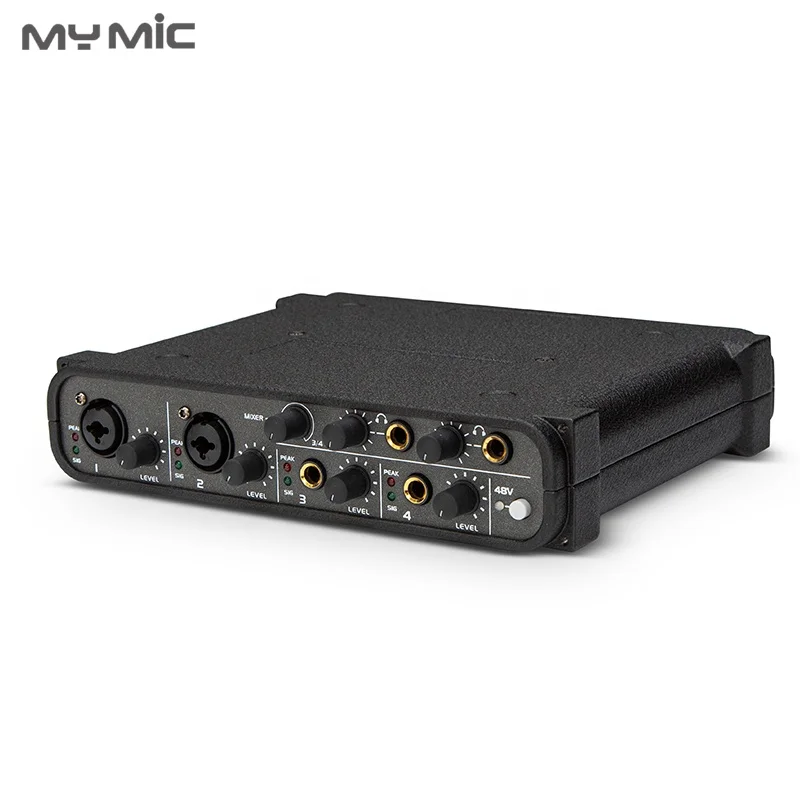 MY MIC New model X4 professional usb sound card audio interface 4 channel with 48V supply for computer studio recording Singing