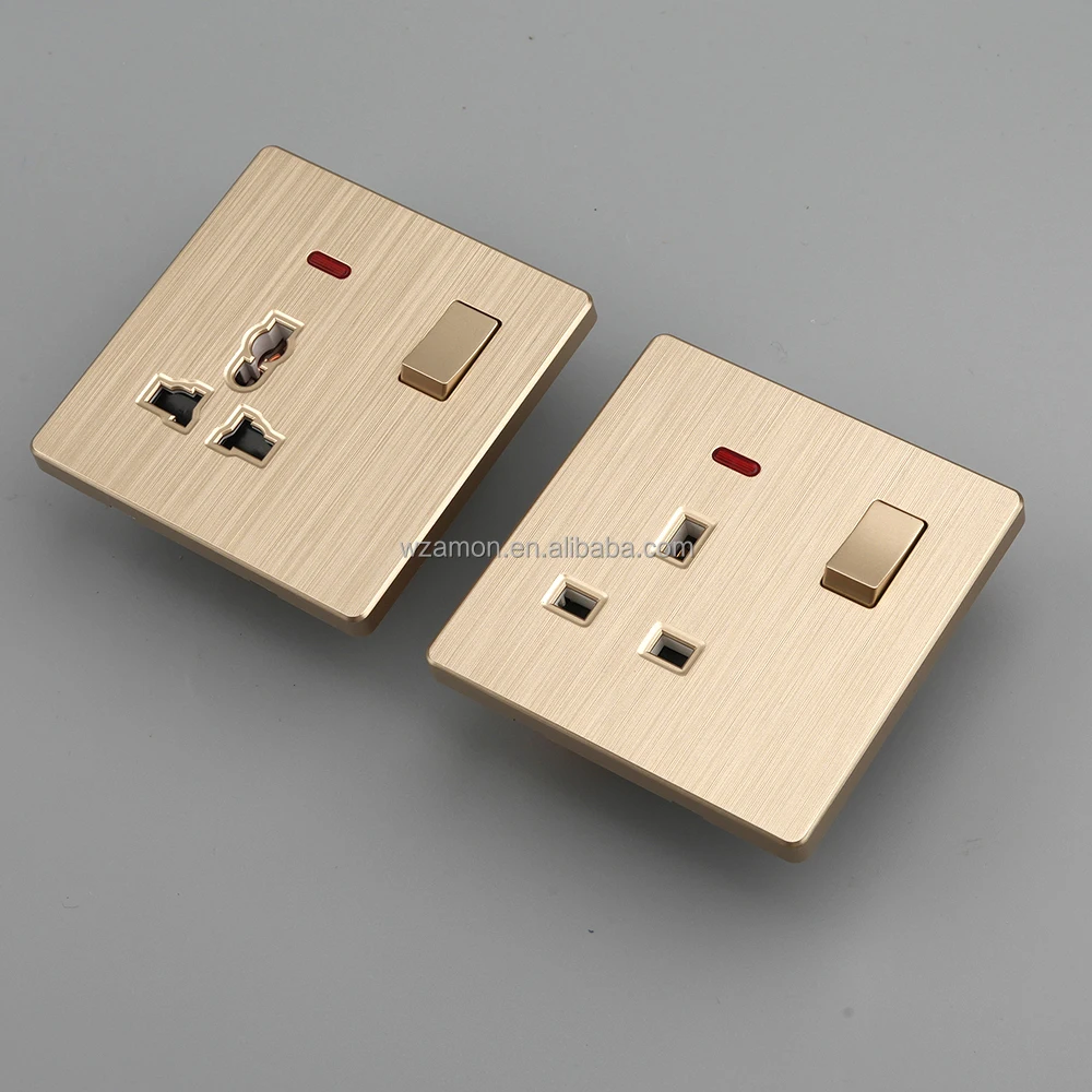 BS SQM brushed BS wenzhou electric home light wall power electrical switches plug uk socket sockets and switches electrical