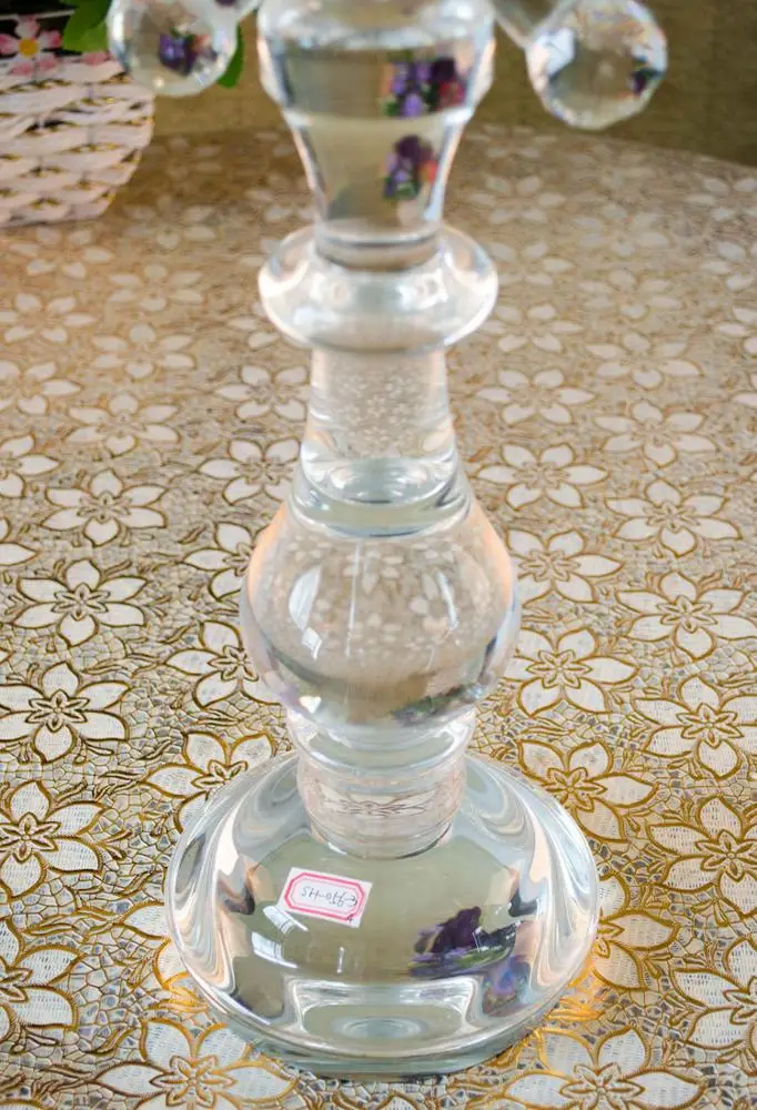 Wholesale tall crystal glass top 3 arms candelabras weddings table decor centerpieces tube candle holders with lampshade